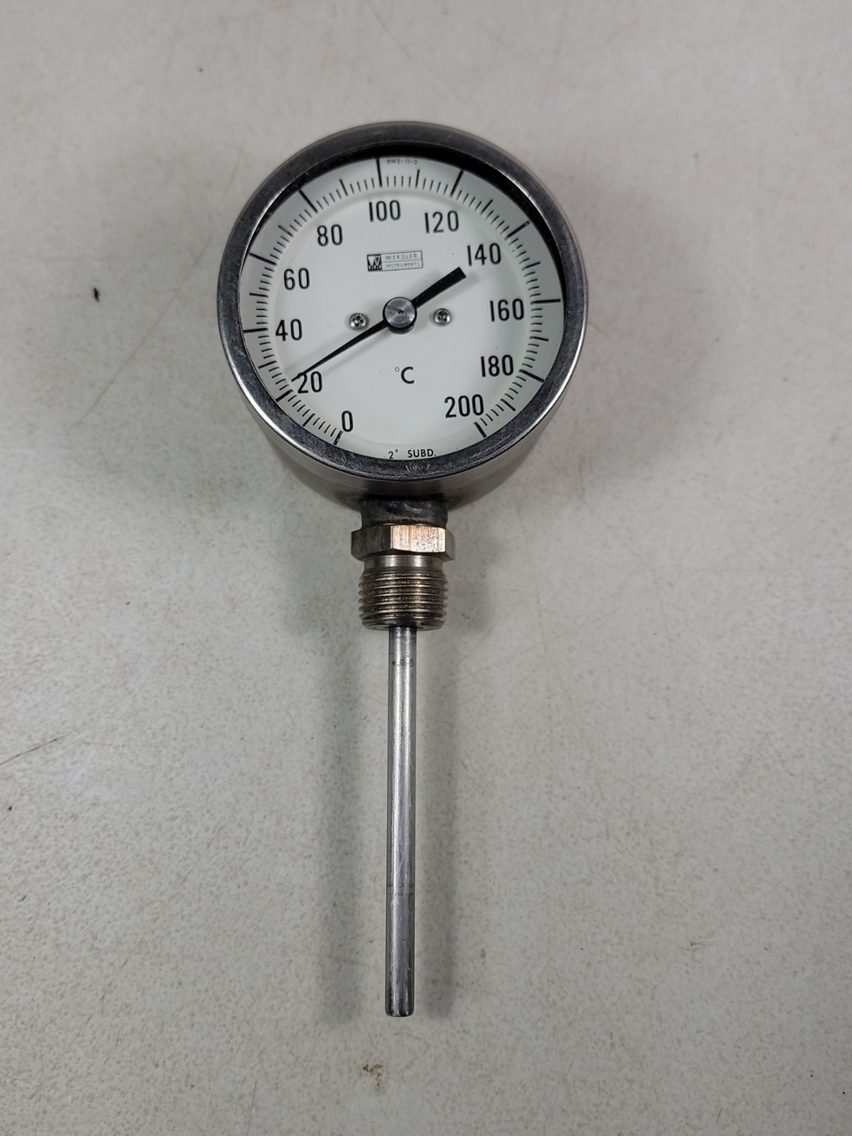 Weksler Instruments BM2-11-3 Stem Thermometer 3" Gauge 0-200 °C Celsius 2° Subd