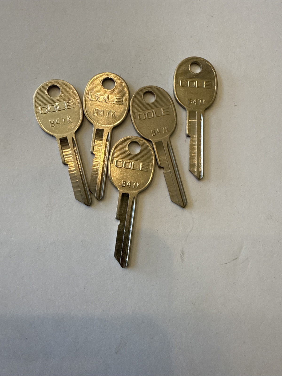 Vintage COLE B47K Key Blanks Lot Of 5 Uncut Keys Made In The USA