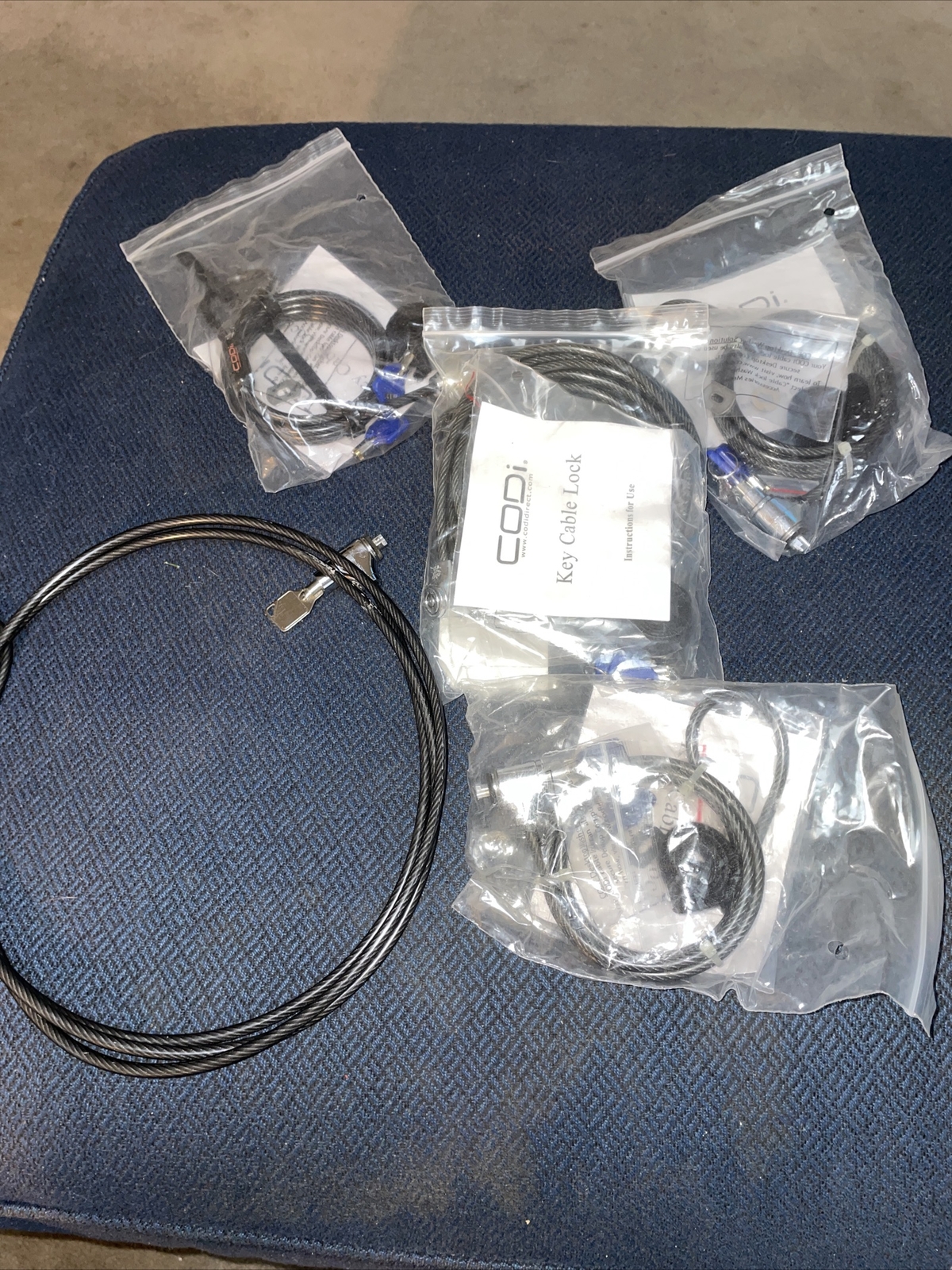 CODI - Laptop Computer Office Desk School Key Lock Security Cable Lot Of 5 NOS
