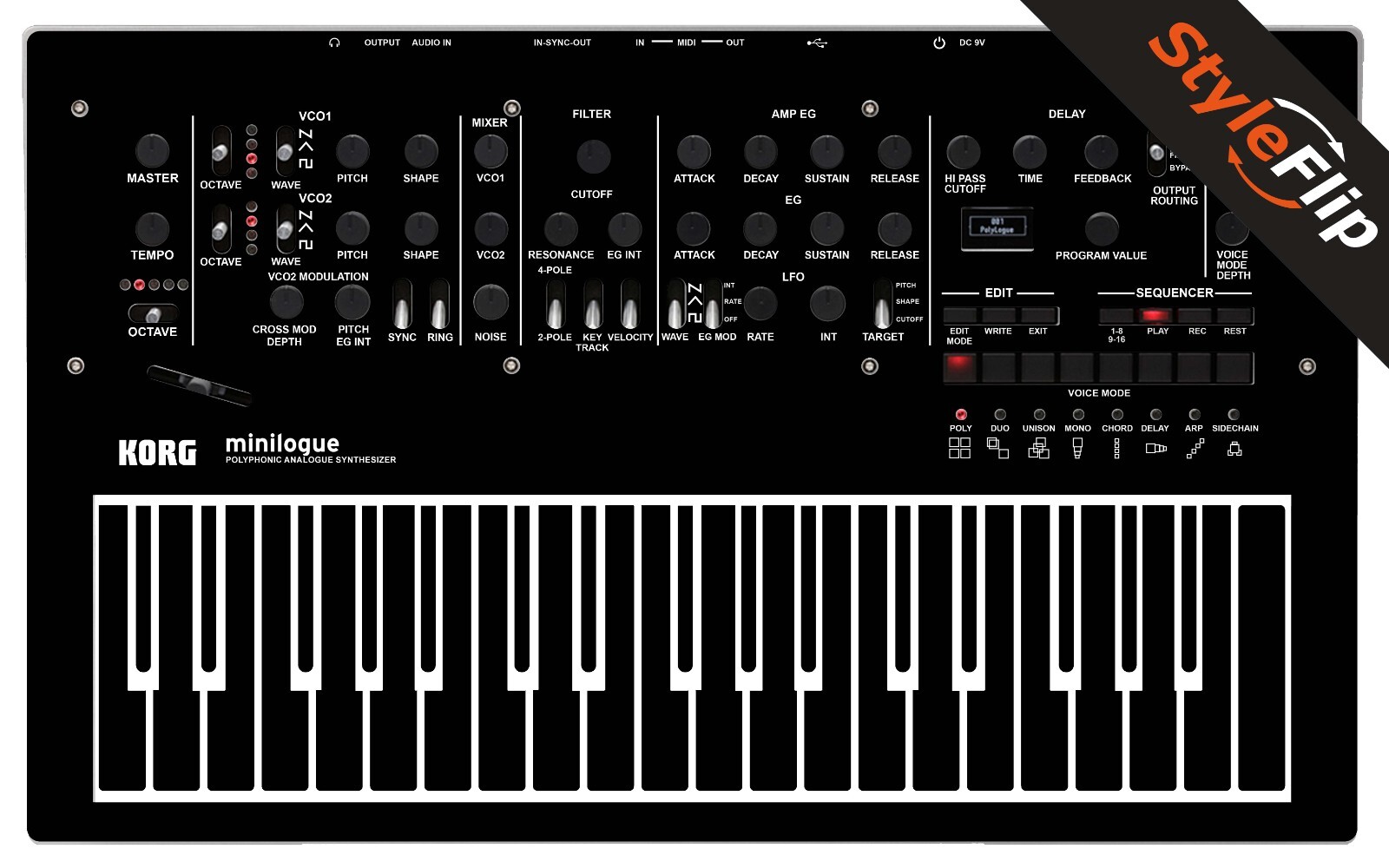 Korg Minilogue Skin | Color Black | Protective Decal | StyleFlip Skins