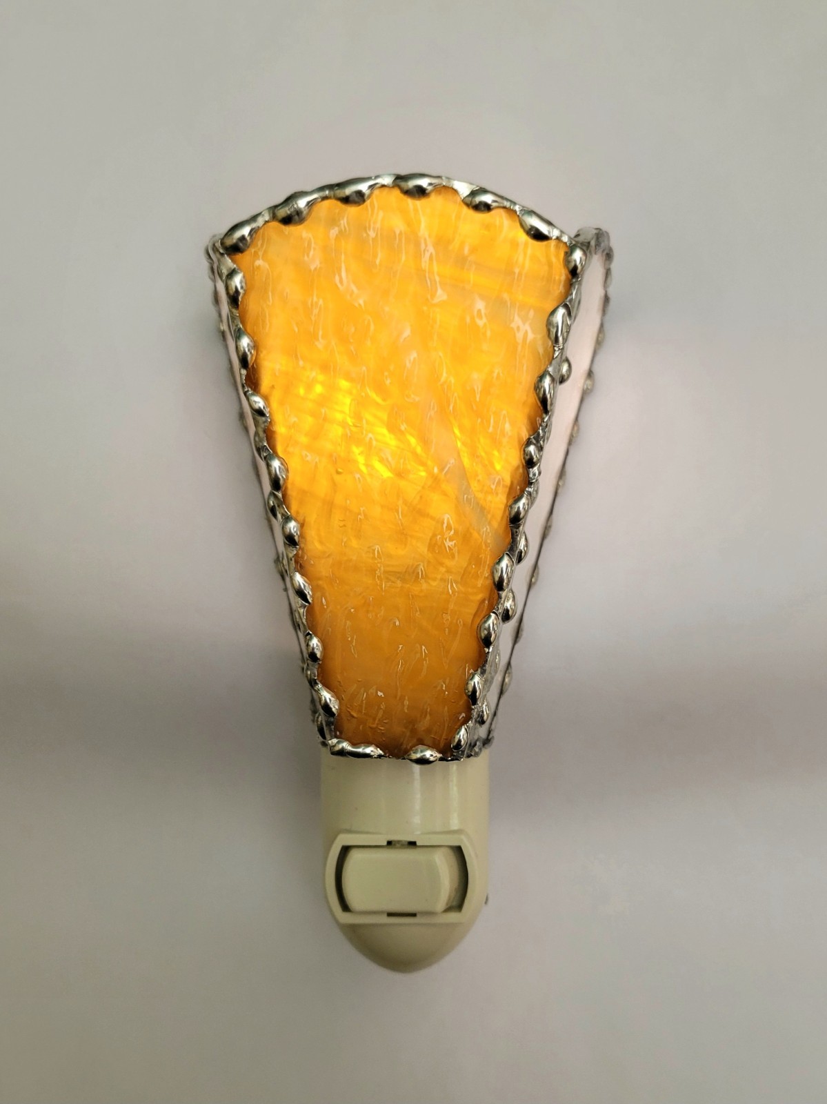 Amber Texture Night Light: Handmade Stained Glass Plug-In