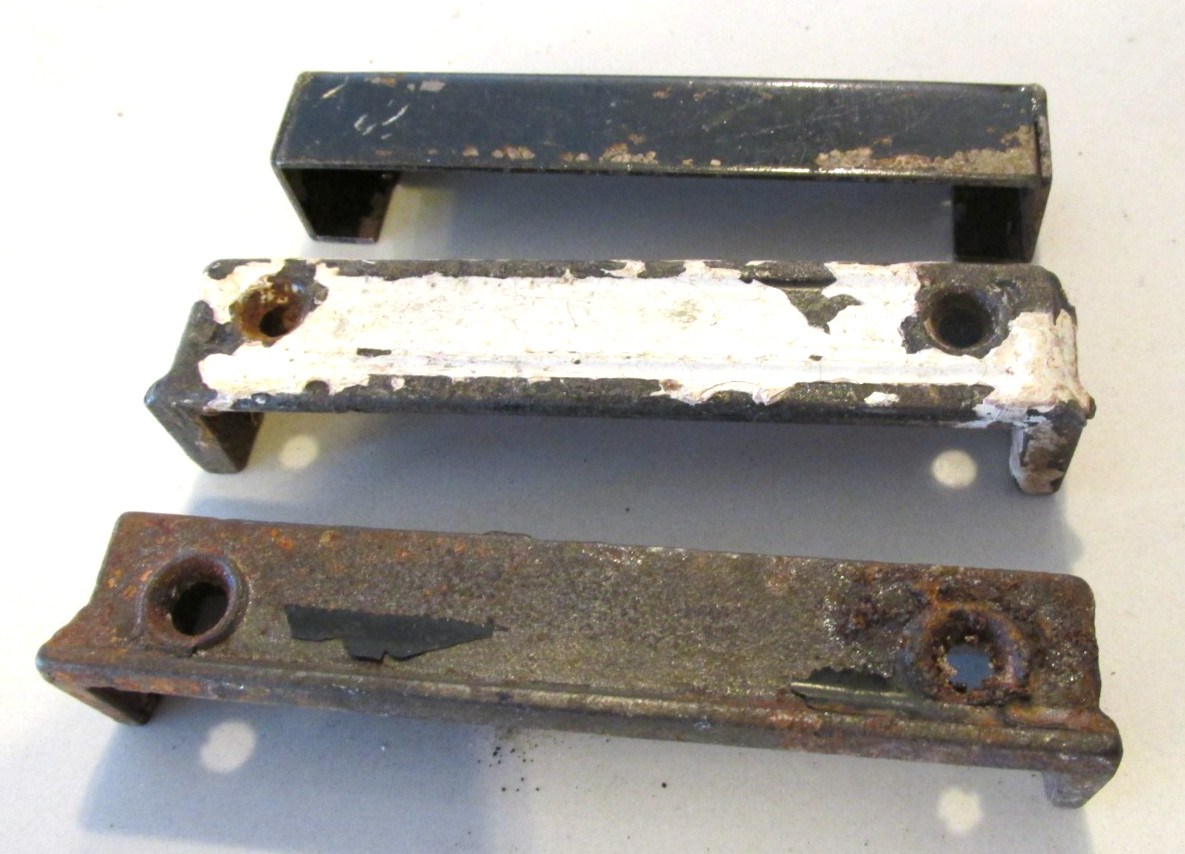 Lot of 3 Antique Vintage Cast Iron Metal Door Rim Keeper Catch Strike Hardware
