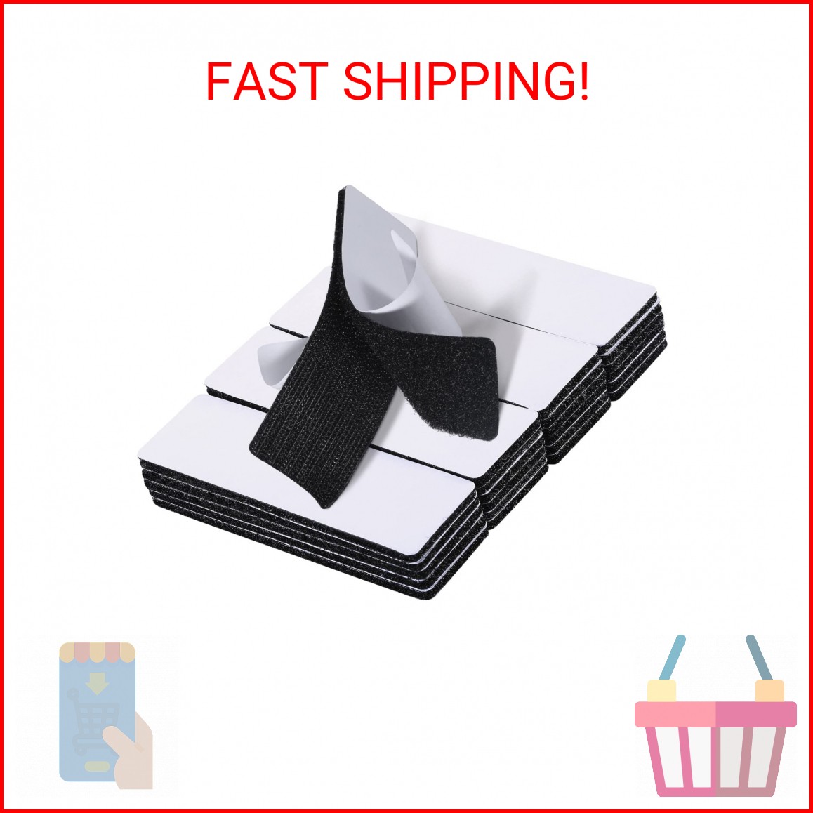 JUMINIZ 20 Sets 1x4 Inch Hook and Loop Fastener Strips with Adhesive Heavy Duty