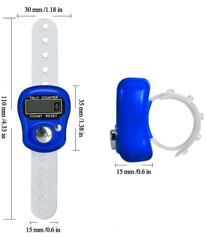 Two Finger Ring Digital Tally Counter Timer Religious Knitting Row Tasbeeh