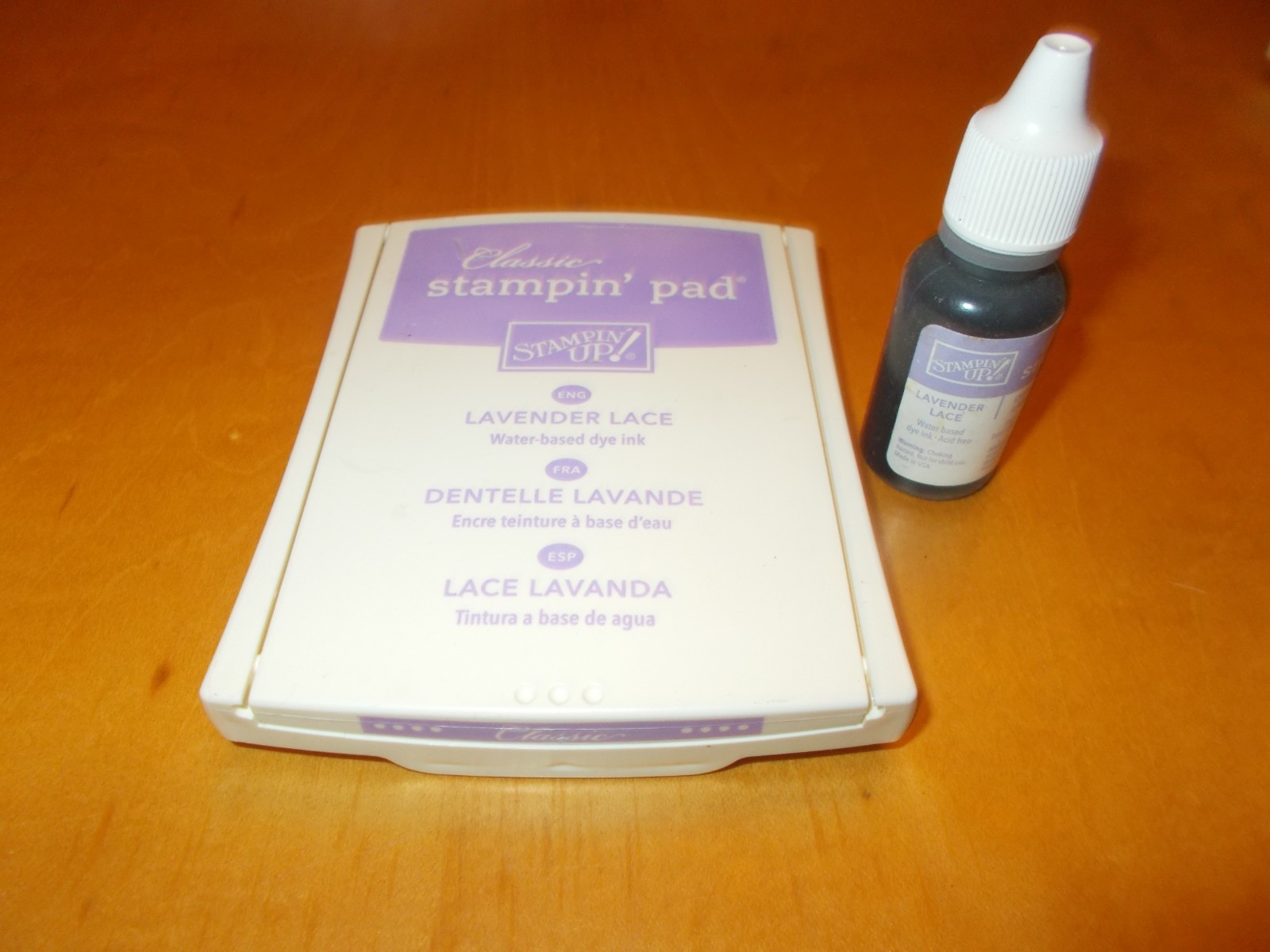 Stampin'Up! old style (felt covered) LAVENDER LACE stamp pad and ink refill