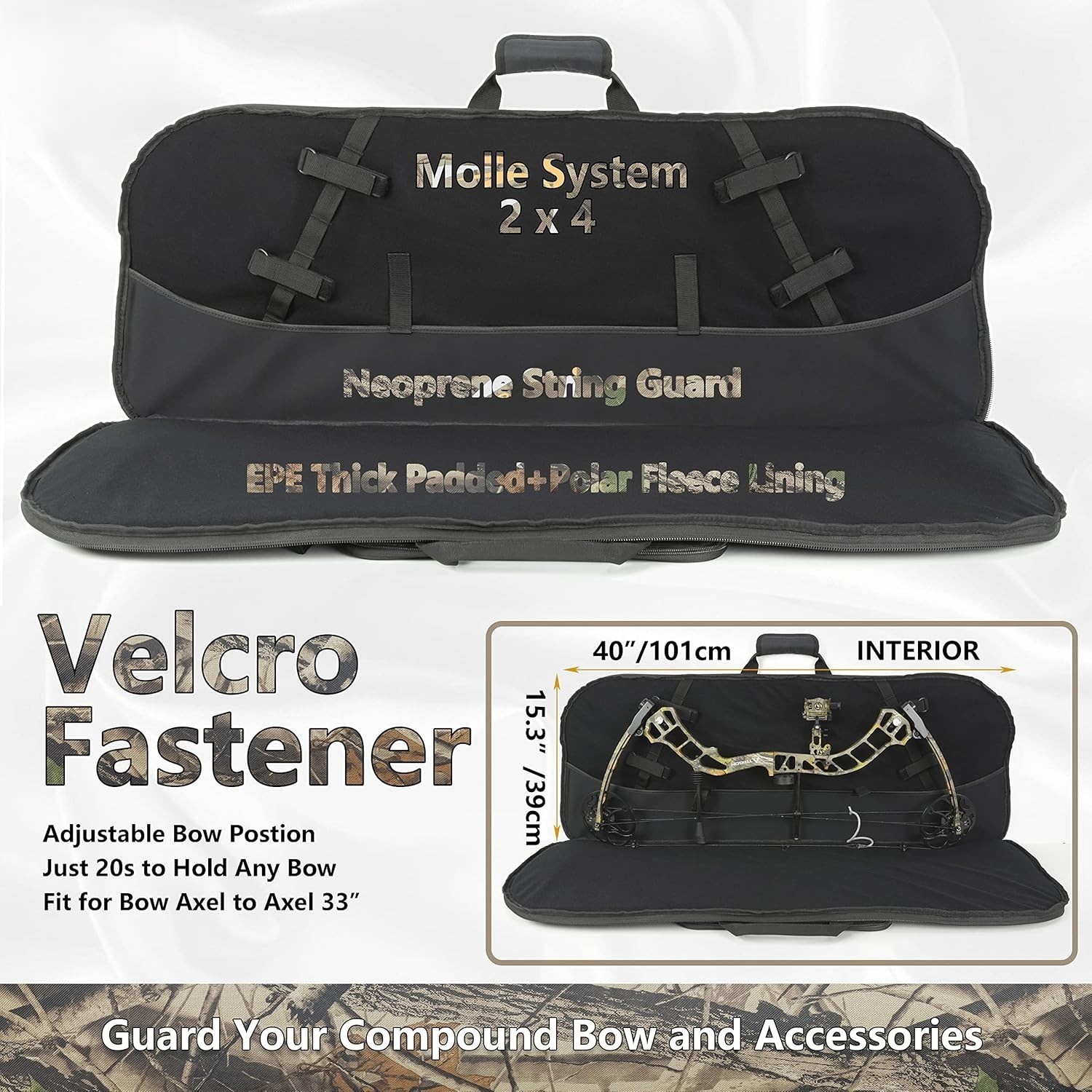 Compound Bow Case with Molle System - Neoprene Bow String Protection & ...