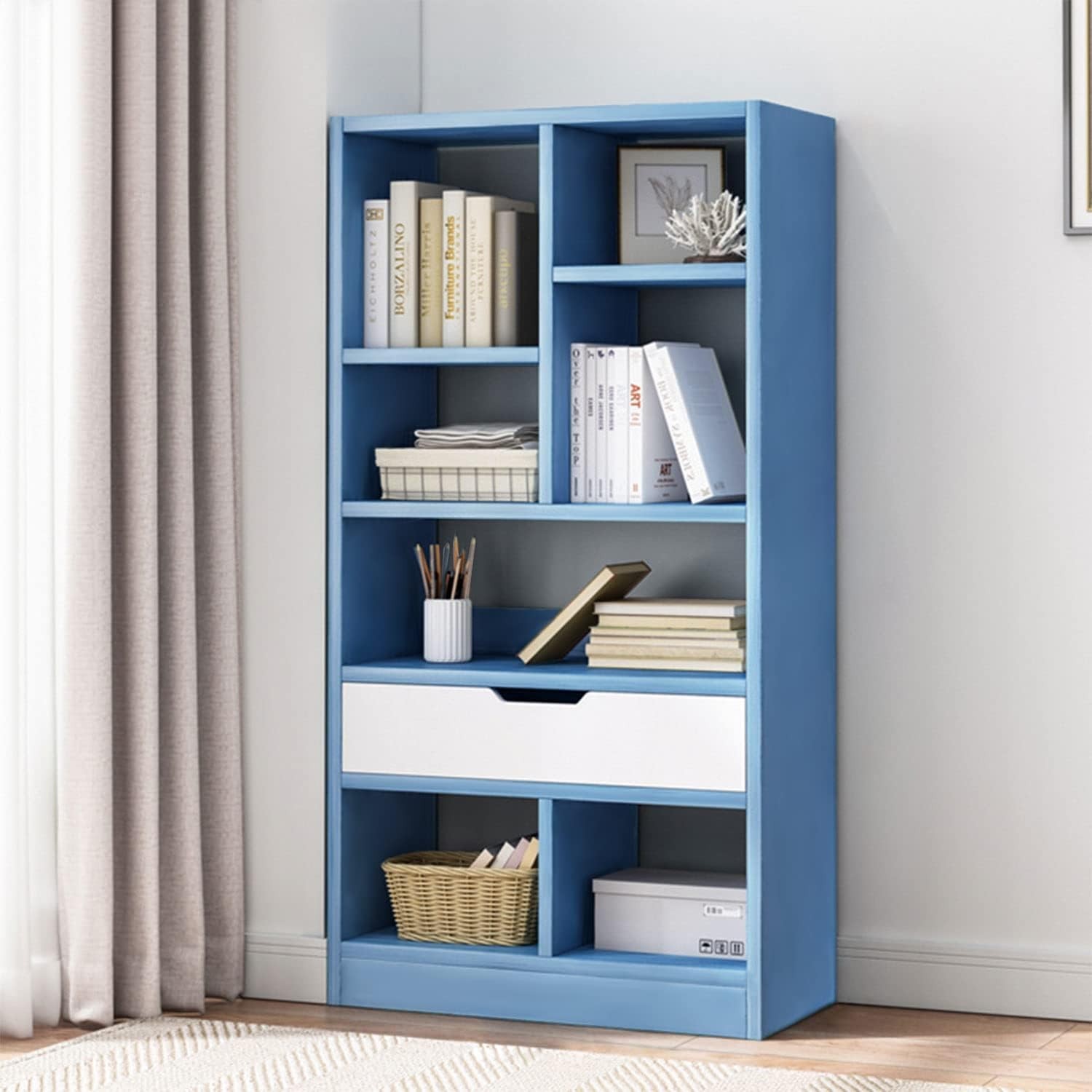 Wooden Open Shelf Bookcase 51" Height Freestanding Display Storage Cabinet