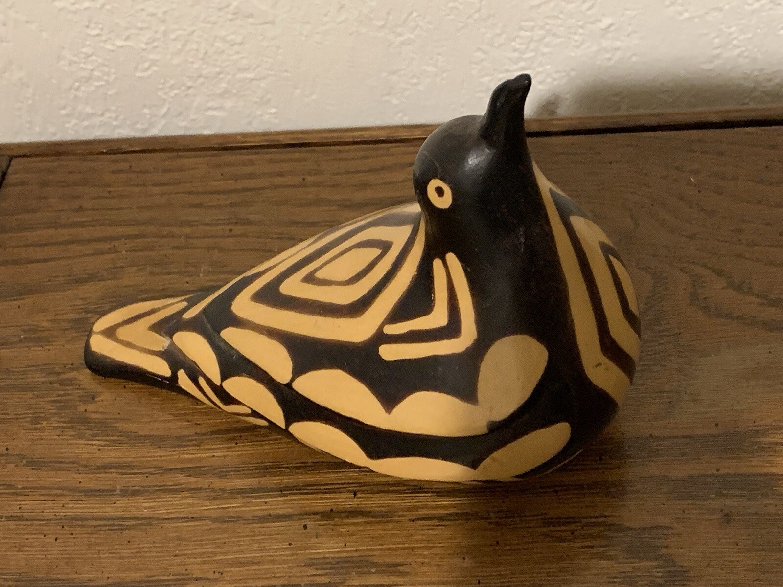 Peru Bird figure pottery signed piece 5 1/2” Long