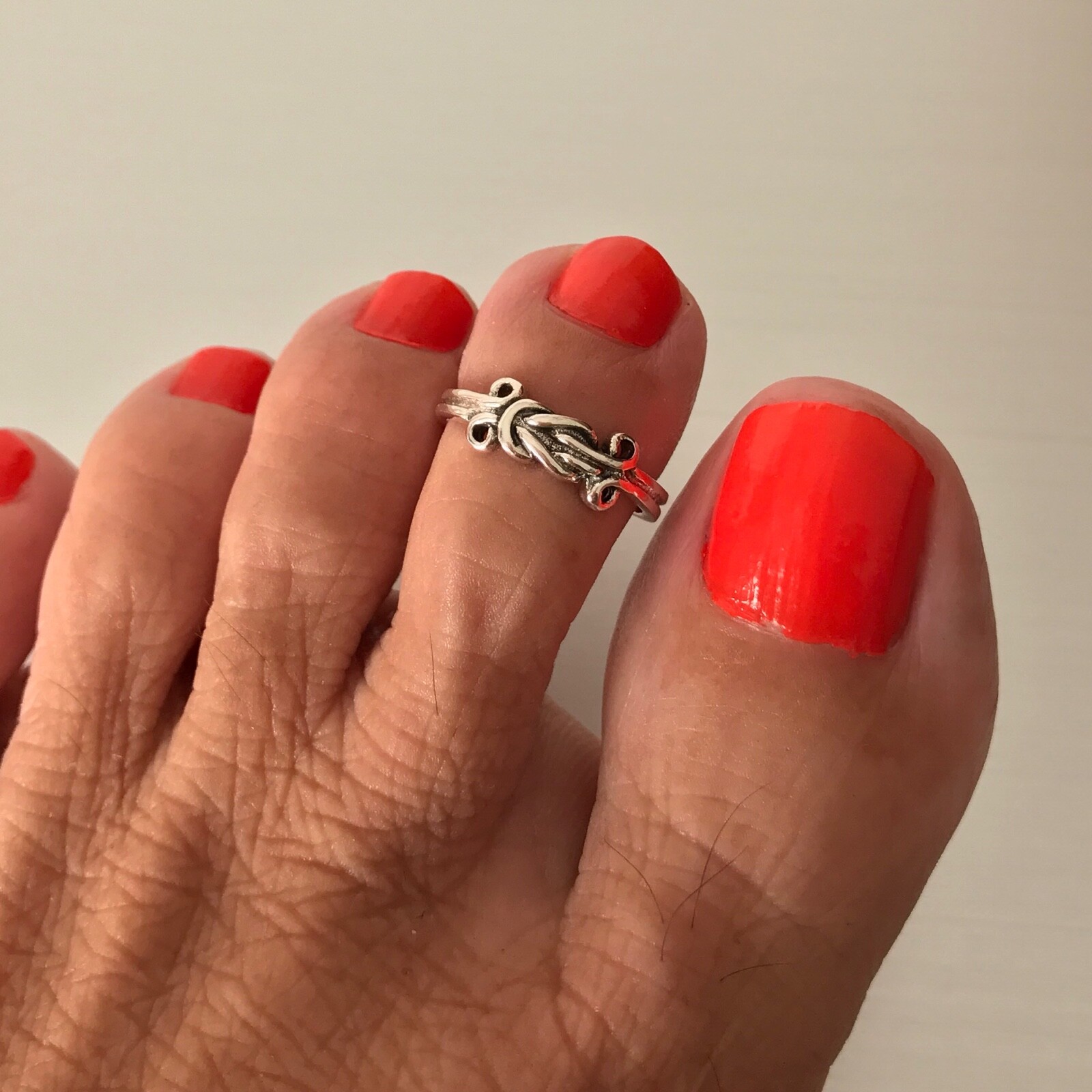 Sterling Silver Long Knot Toe Ring, Silver Ring, Love Ring