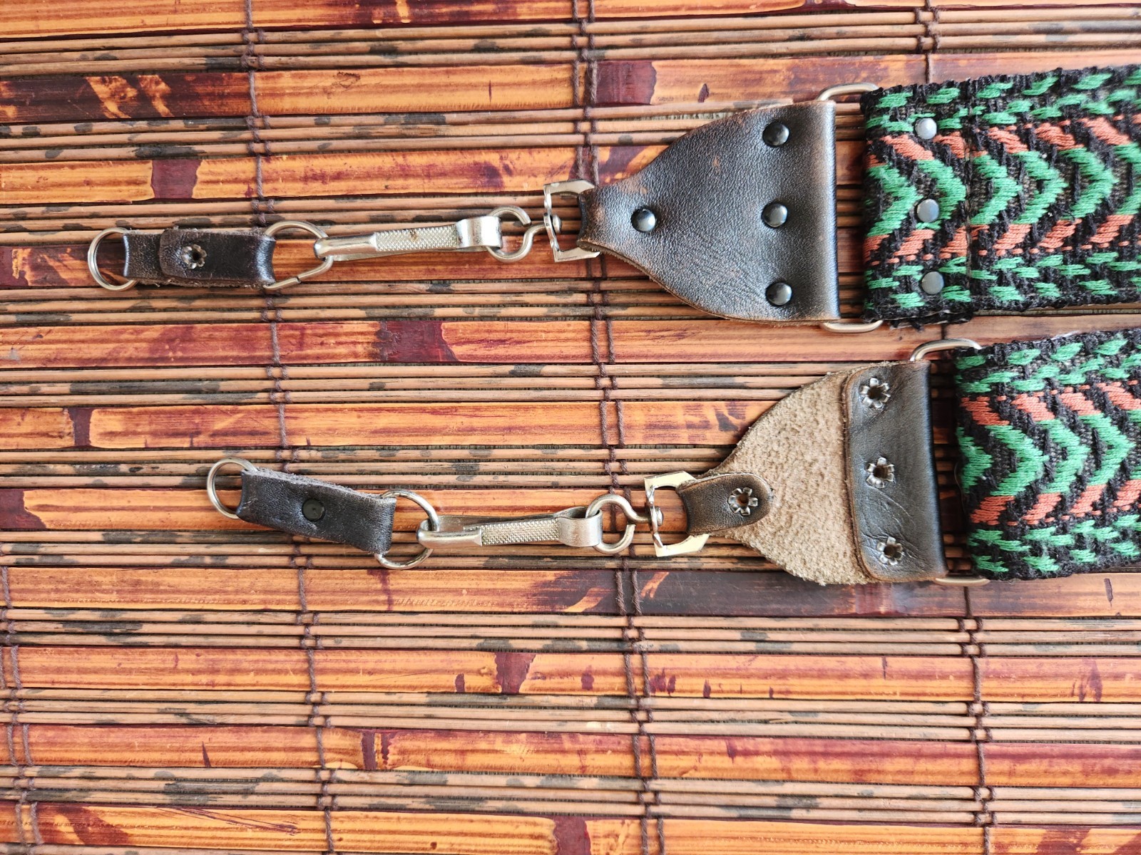 Hippie Camera Strap Adjustable Geometric Design Multicolor LEATHER ENDS 2" WIDE