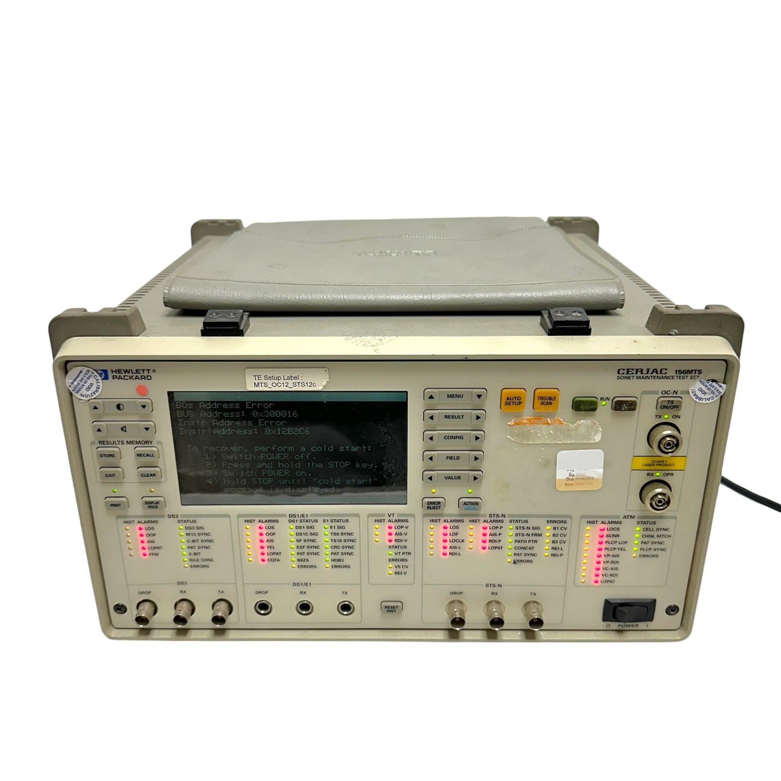 HP Cerjac 156MTS SONET Maintenance Test Set OC-12 OC-3 DS3 DS1 ATM -Parts/Repair