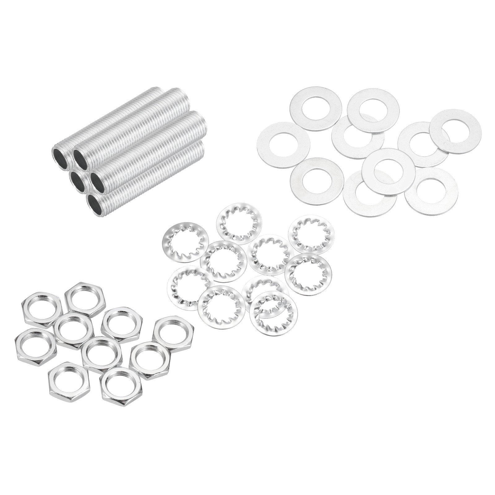 35Pcs 1.6" M10 Lamp Pipe Kit with Lock Nuts Washers for Assembly, Silver