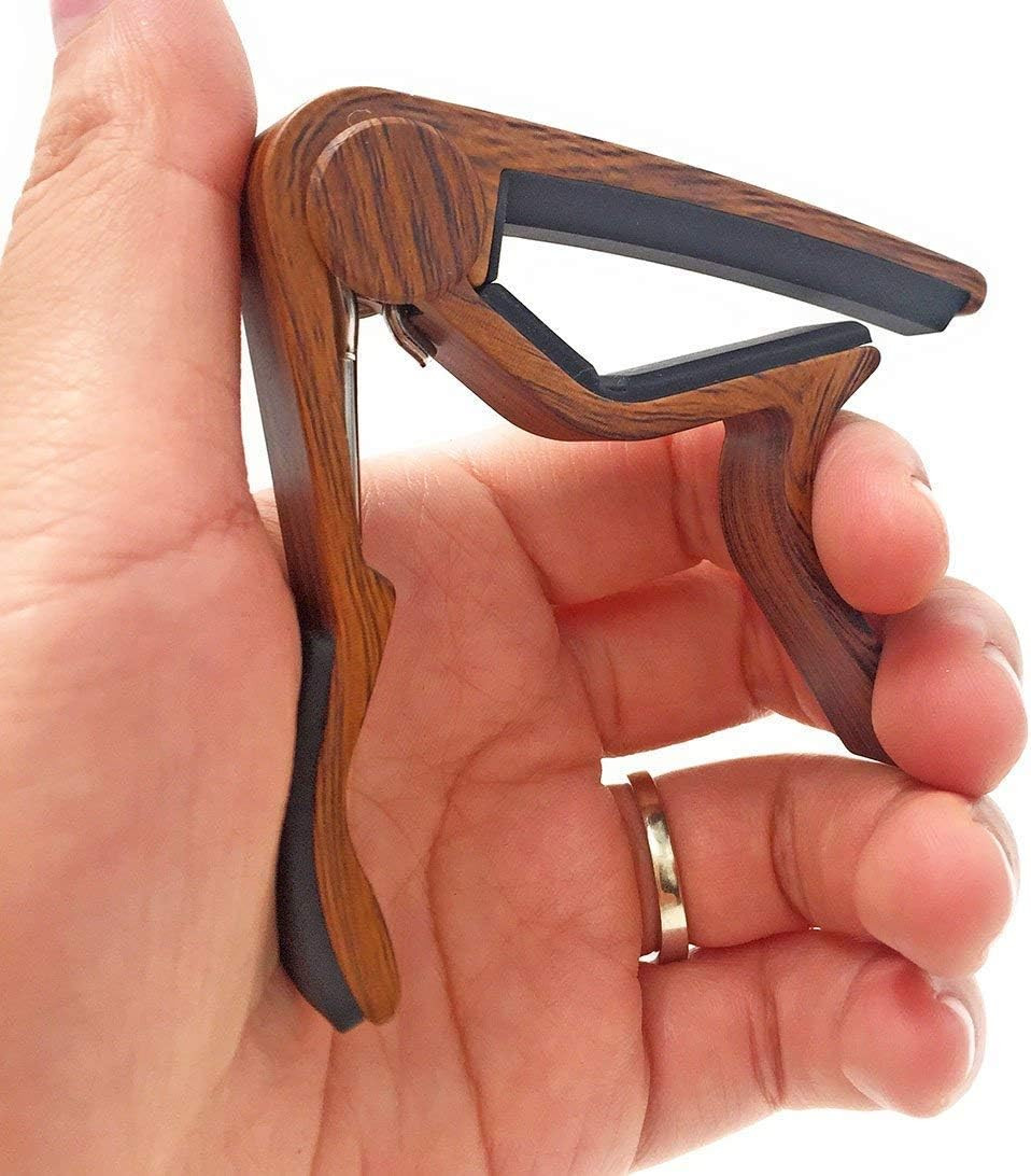 WINGO Guitar Capo for Acoustic and Electric Guitars - Rosewood Color with 5 Pick