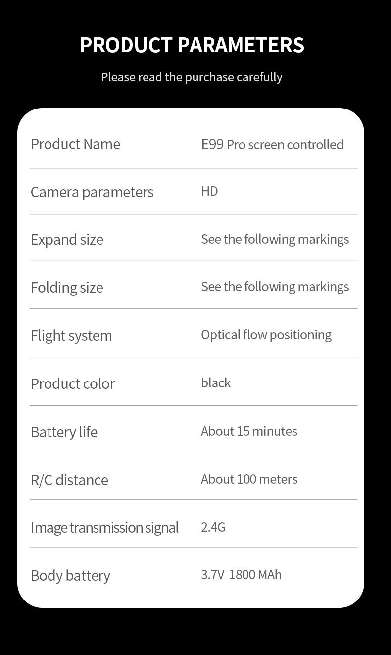 E99 Pro Drone Screen remote control Foldable RC Quadcopter Four Axis Aircraft US