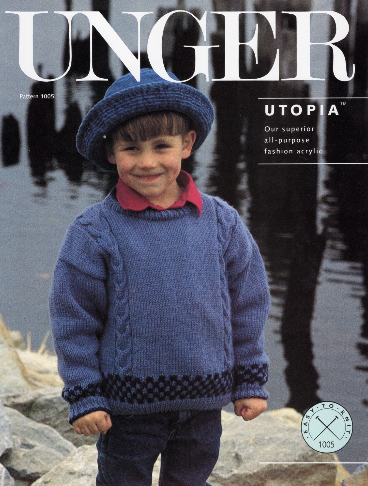 Unger Knitting Pattern 1005 Utopia Kids Cable Pullover - Child 4-12