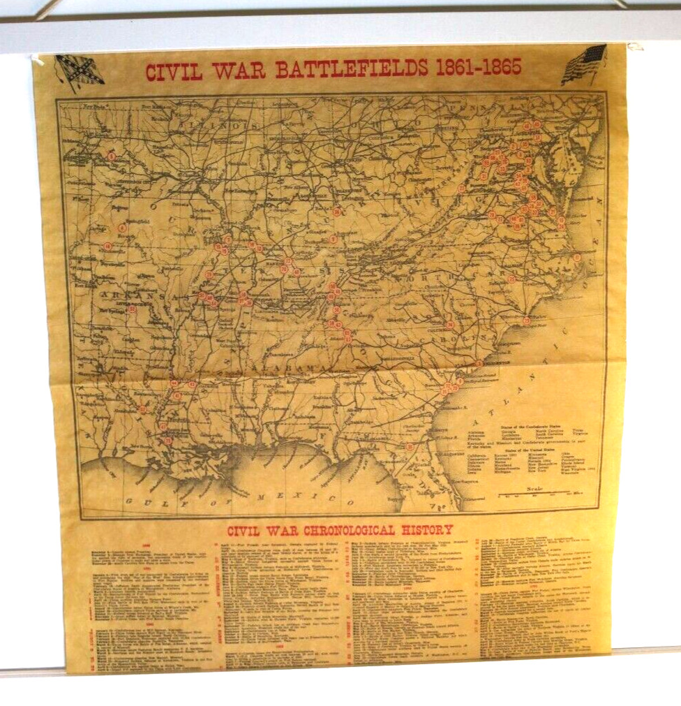 1861 Civil War Poster Civil War Battlefields 1861-1865 - 1960s VTG Reproduction