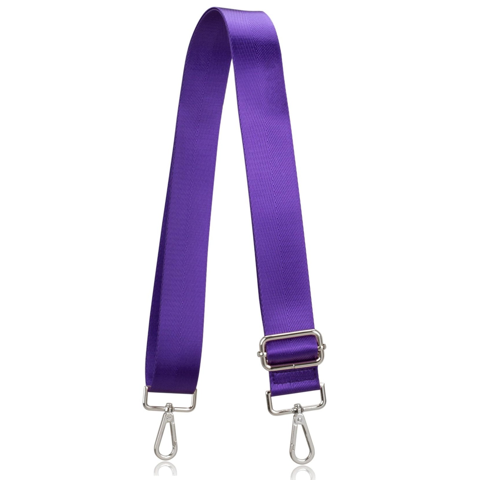 Allzedream Wide Purse Strap Replacement Medium, Dark Purple,silver Hardware
