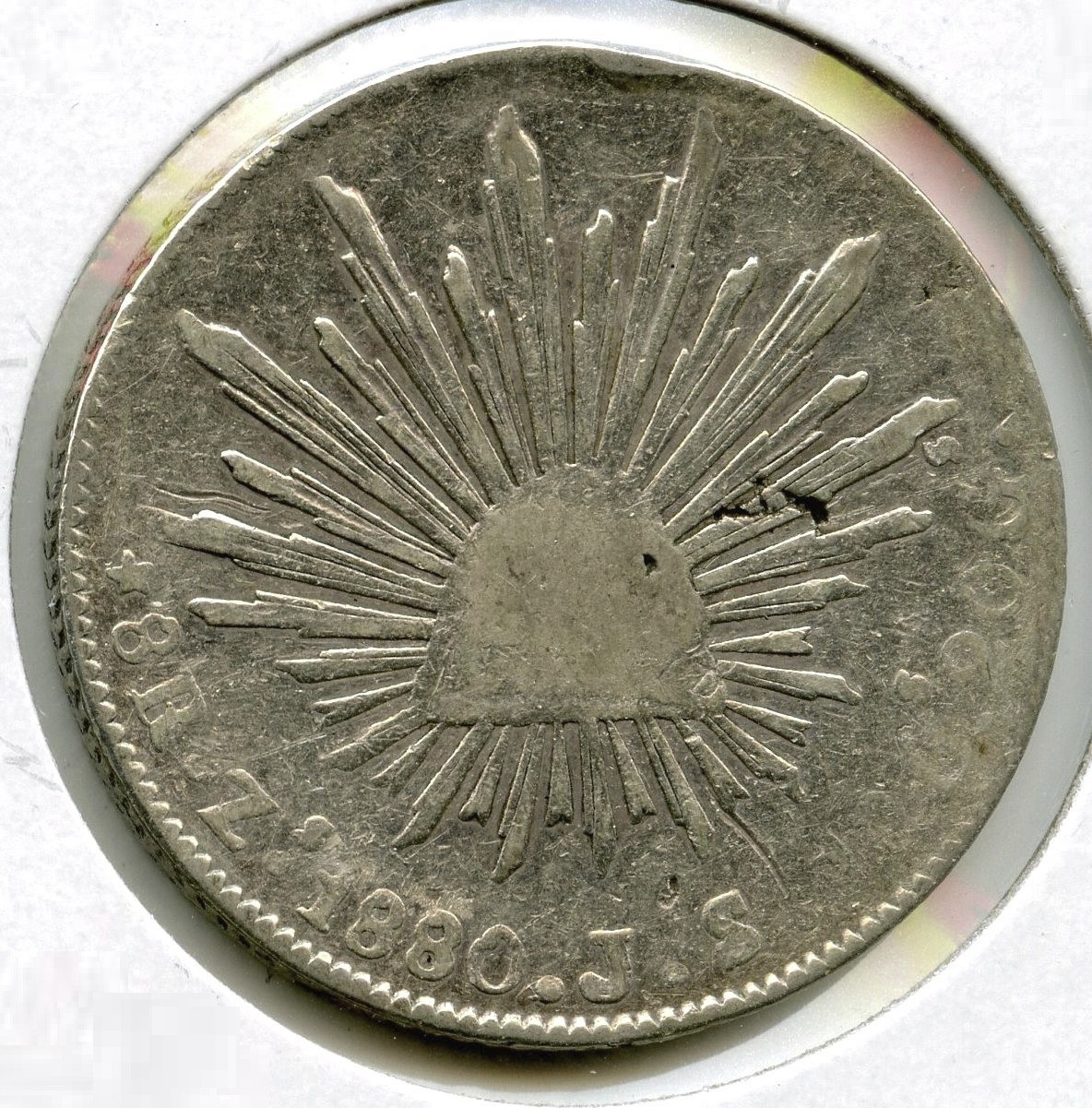1880-ZS Mexico Silver Coin 8 Reales - Zacatecas - Republica Mexicana - Q202