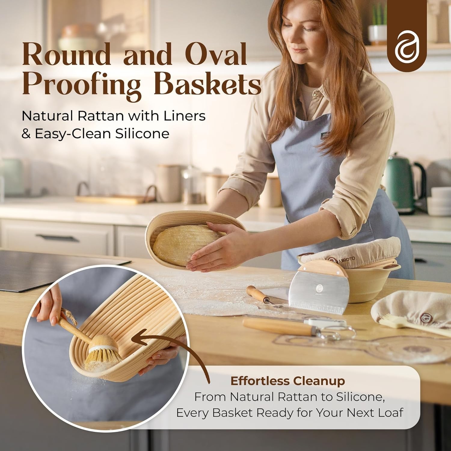 Complete Sourdough Baking Kit with Proofing Baskets & 34oz Jar for Perfect Bread