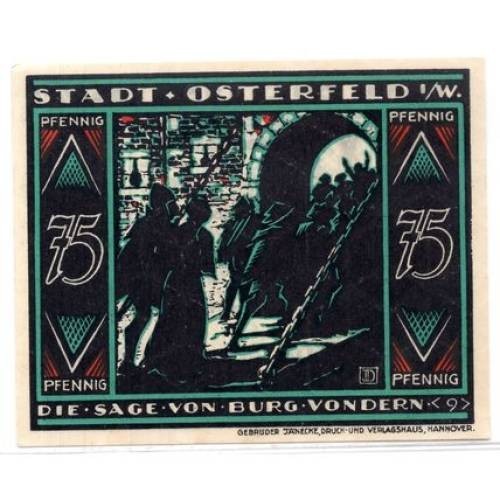 1921 Germany Osterfeld Notgeld 75 Pfennig Note (1232)