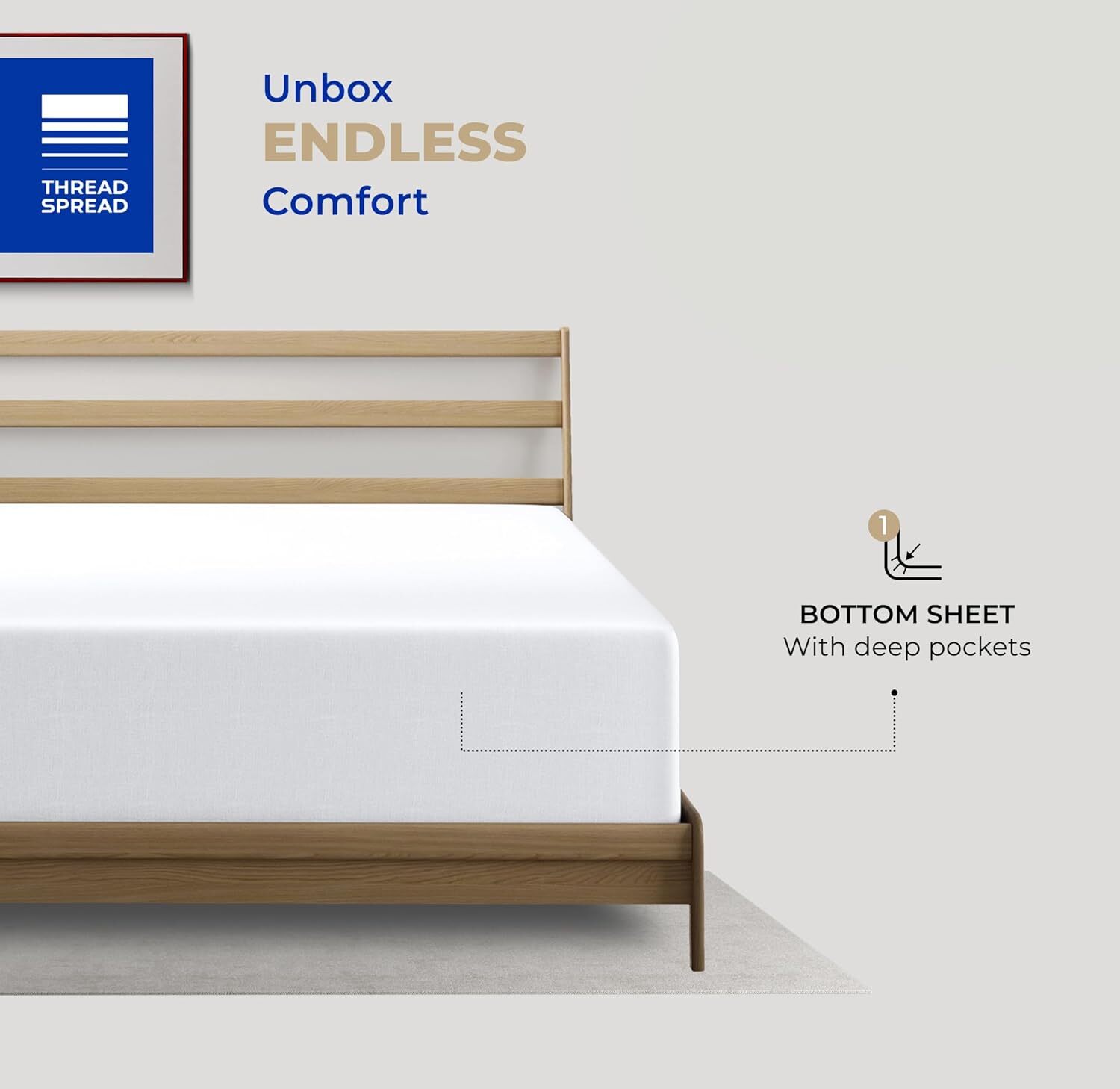 Queen Size Fitted Sheet Only - 100% Cotton 400 Thread Count Deep Pocket White...