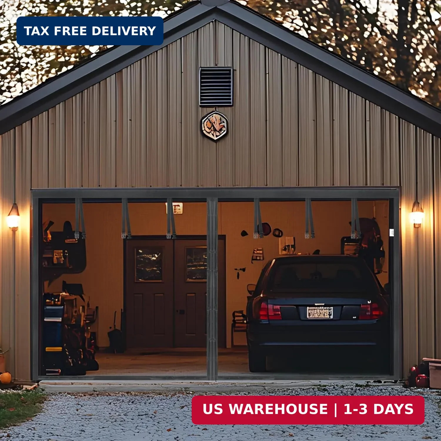 Heavy Duty Garage Screen Door 16x7FT Magnetic Fiberglass Pet Friendly
