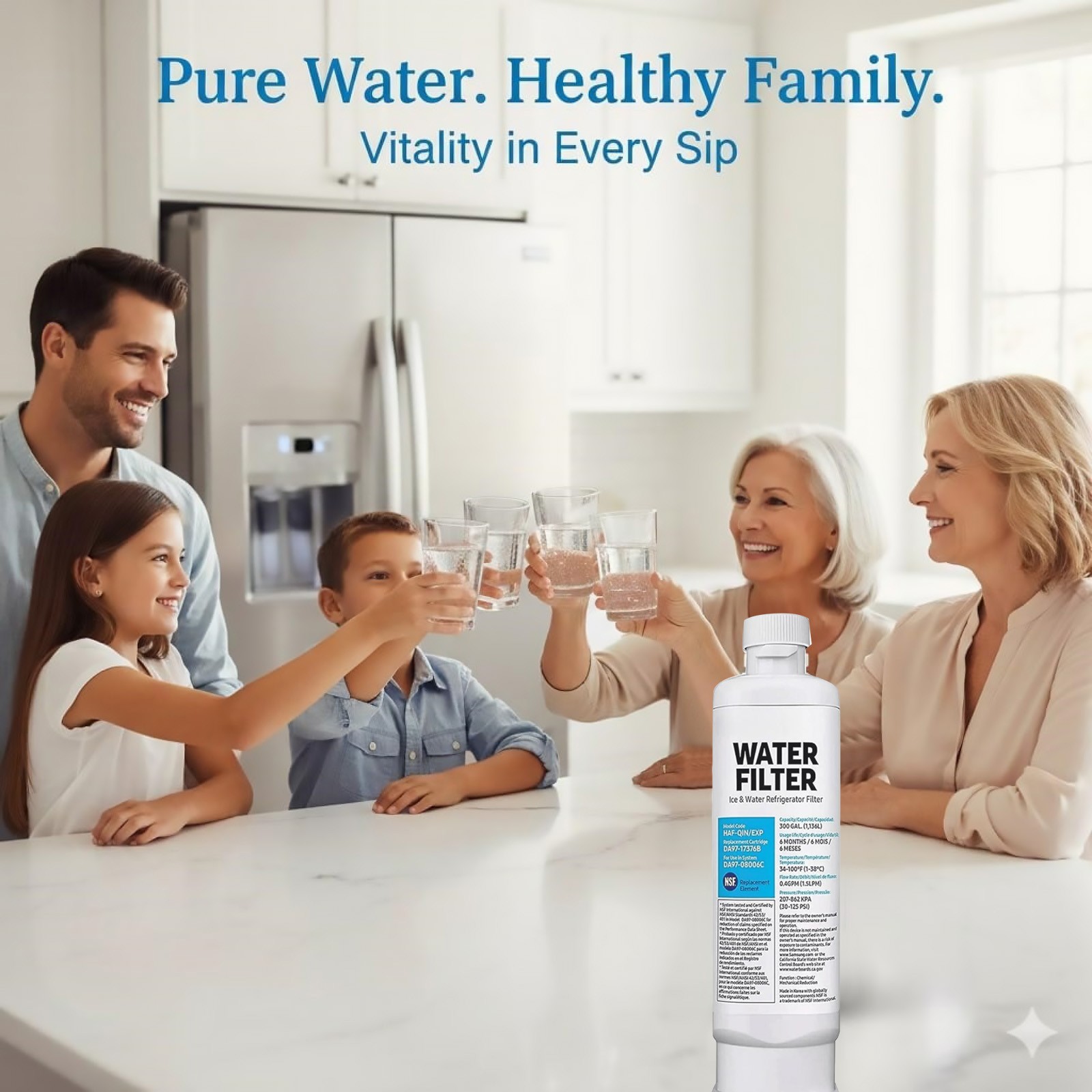 2 Pack DA97-17376B Refrigerator Filter For Samsung Water Purification System