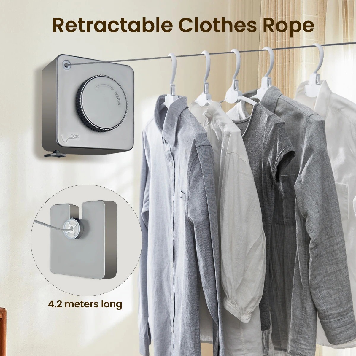 Retractable Clothesline Indoor NonSagging Heavy Duty Clothes Drying Laundry Line