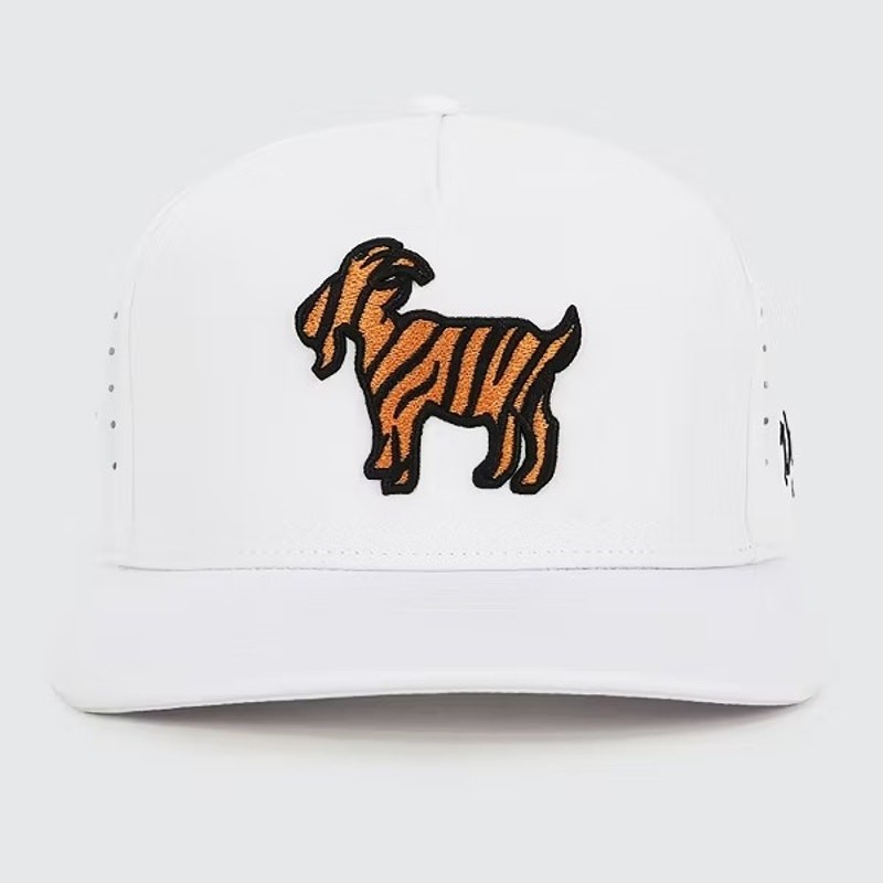 Waggle The Goat Hat - White: Back Snap Adjustable Baseball Cap