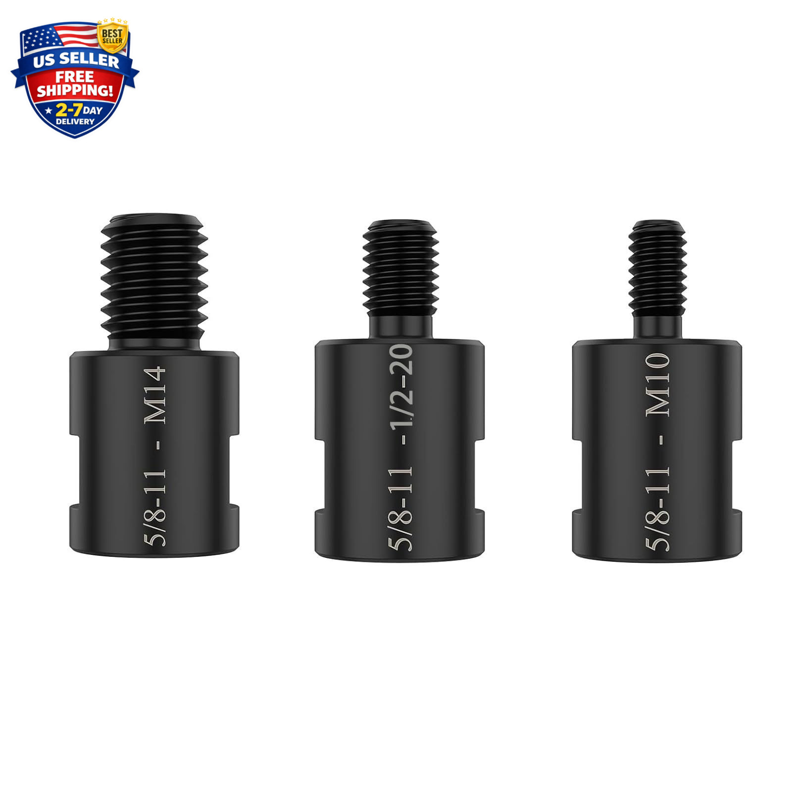 5/8"-11 Angle Grinder Thread Arbor Adapter,5/8"-11 to M10(3/8"),M14 & 1/2-20UNC