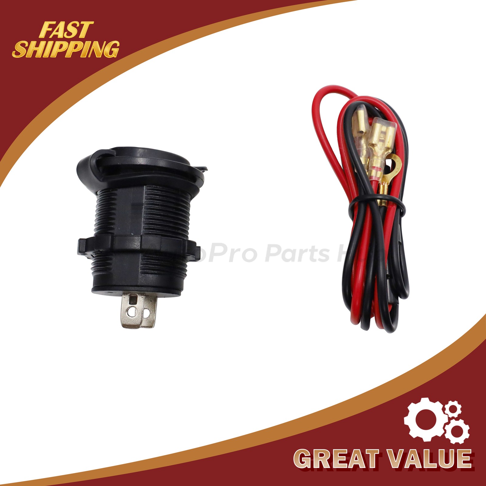 12V Cigarette Lighter Socket Power Outlet Socket Receptacle ATV Motorcycle Car