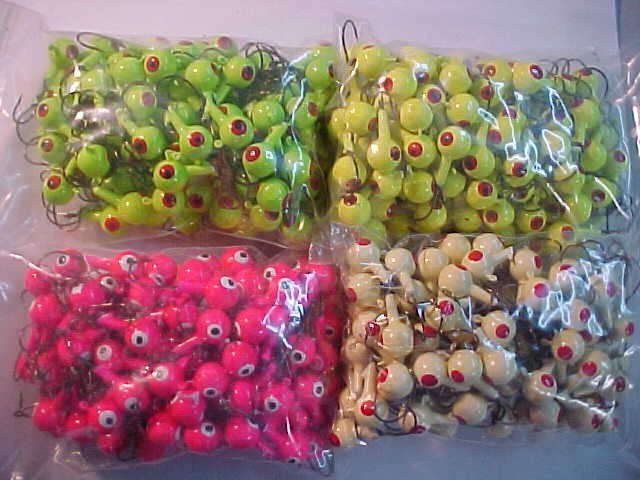 100 NEW  LEAD HEAD JIG HEADS 3/8 OZ. FISHING WALLEYE JIGS 1/0 hook SET # 2333