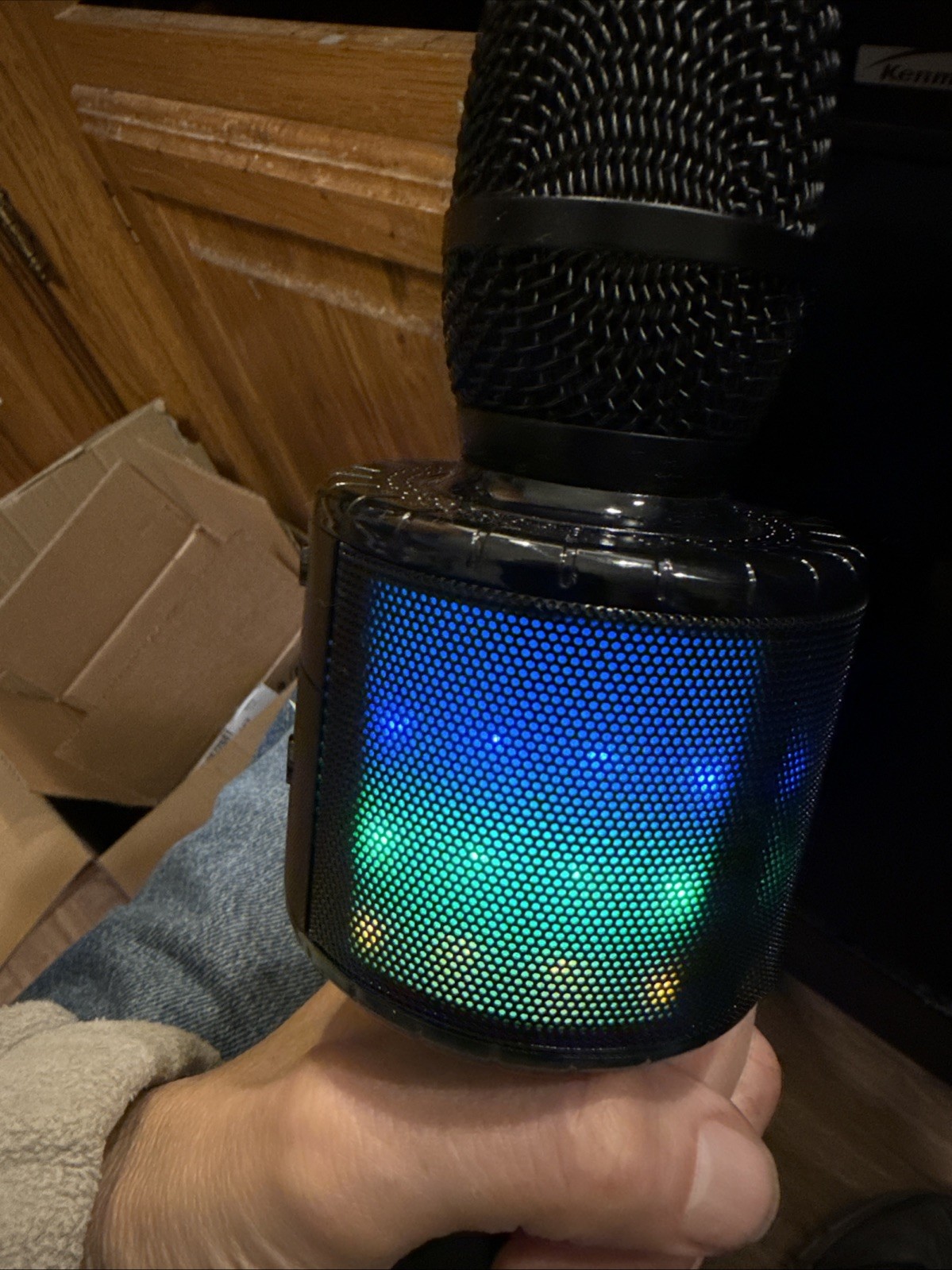 Bonaok Wireless Bluetooth Karaoke Microphone Portable Handheld Speaker Black.