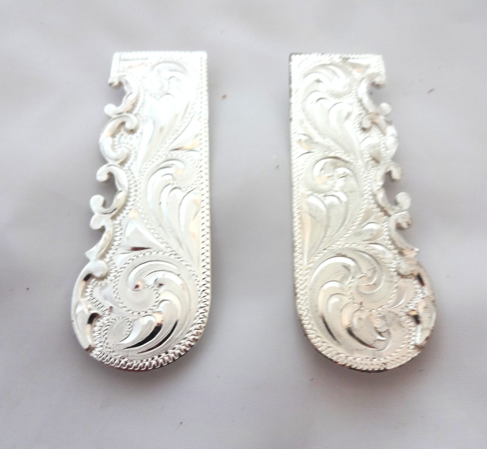 Pair Santa Anna Bars Short Hansen Western Gear Screw Back Silver Plate Horse New