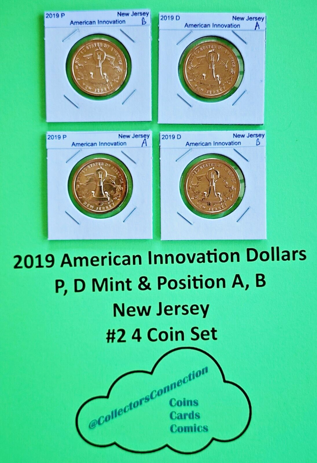 #2 2019 American Innovation Dollar P D, Pos A&B New Jersey 4 Coin Set