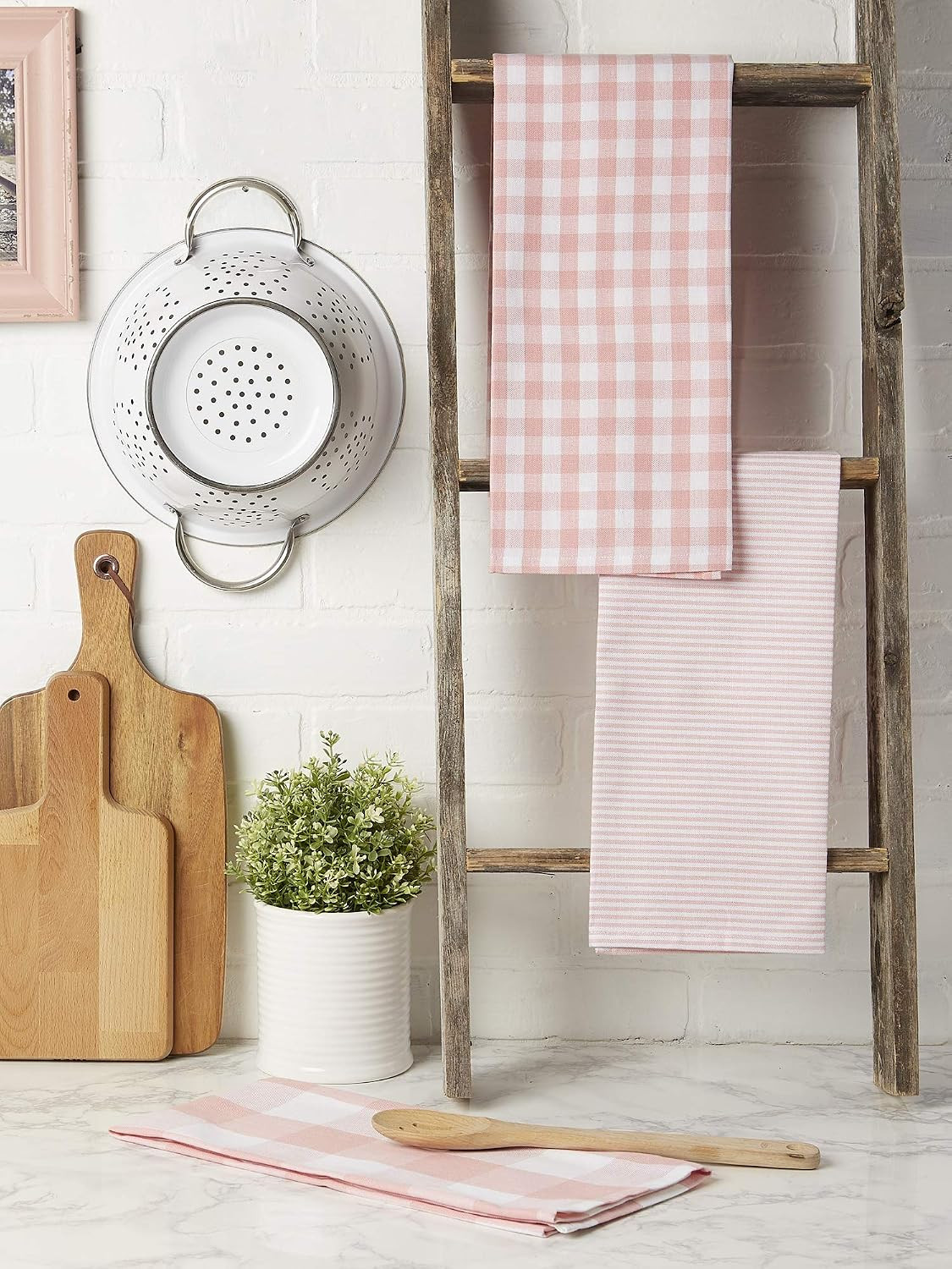 Gingham Check Kitchen Collection, Pink, Dishtowel Set
