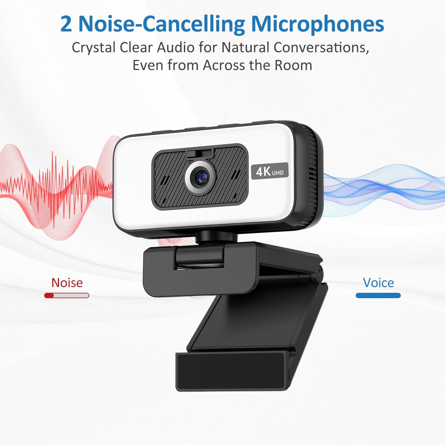 4K Webcam for PC, Web Camera for Desktop Computer, USB Webcam with Noise Canc
