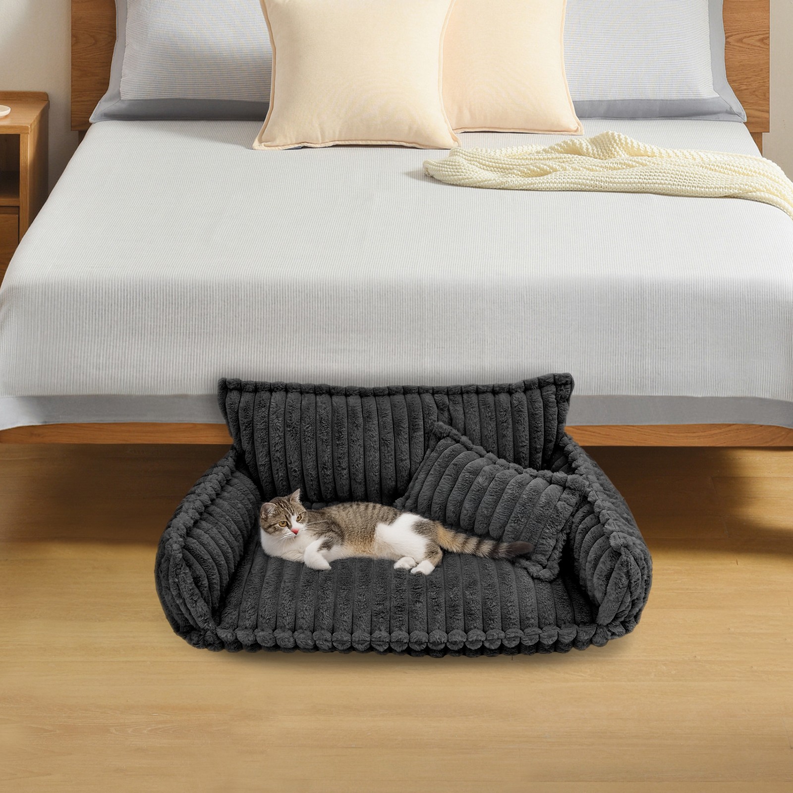 Pet Couch with Removable Washable Cover, Pet Couch Bed for Dog and Cat, Calming