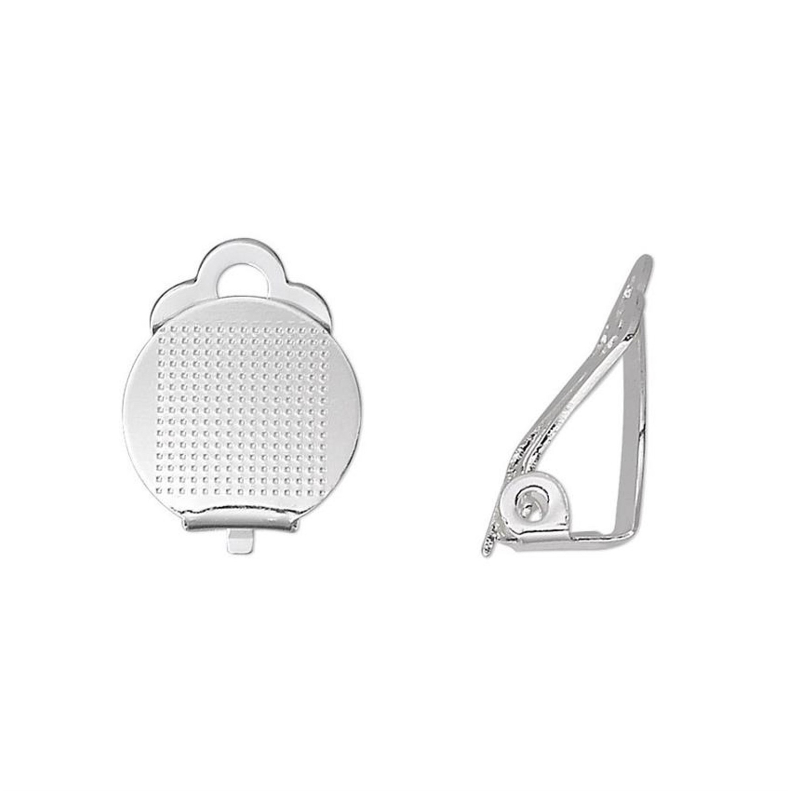 Clip On Earring Hooks Findings Silver Plated 11mm Flat Pad 10 pcs