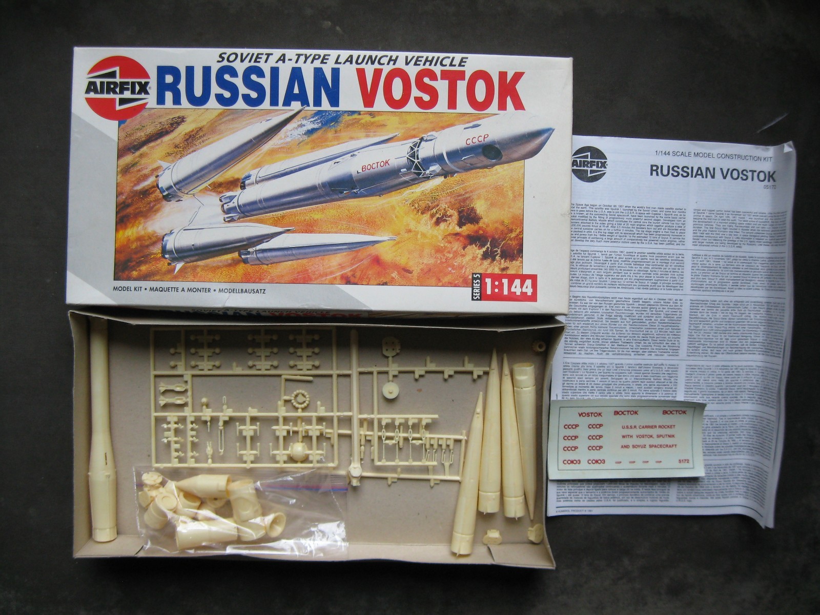 Airfix Russian Vostok Rocket 1/144 1991 STARTED NO BASE