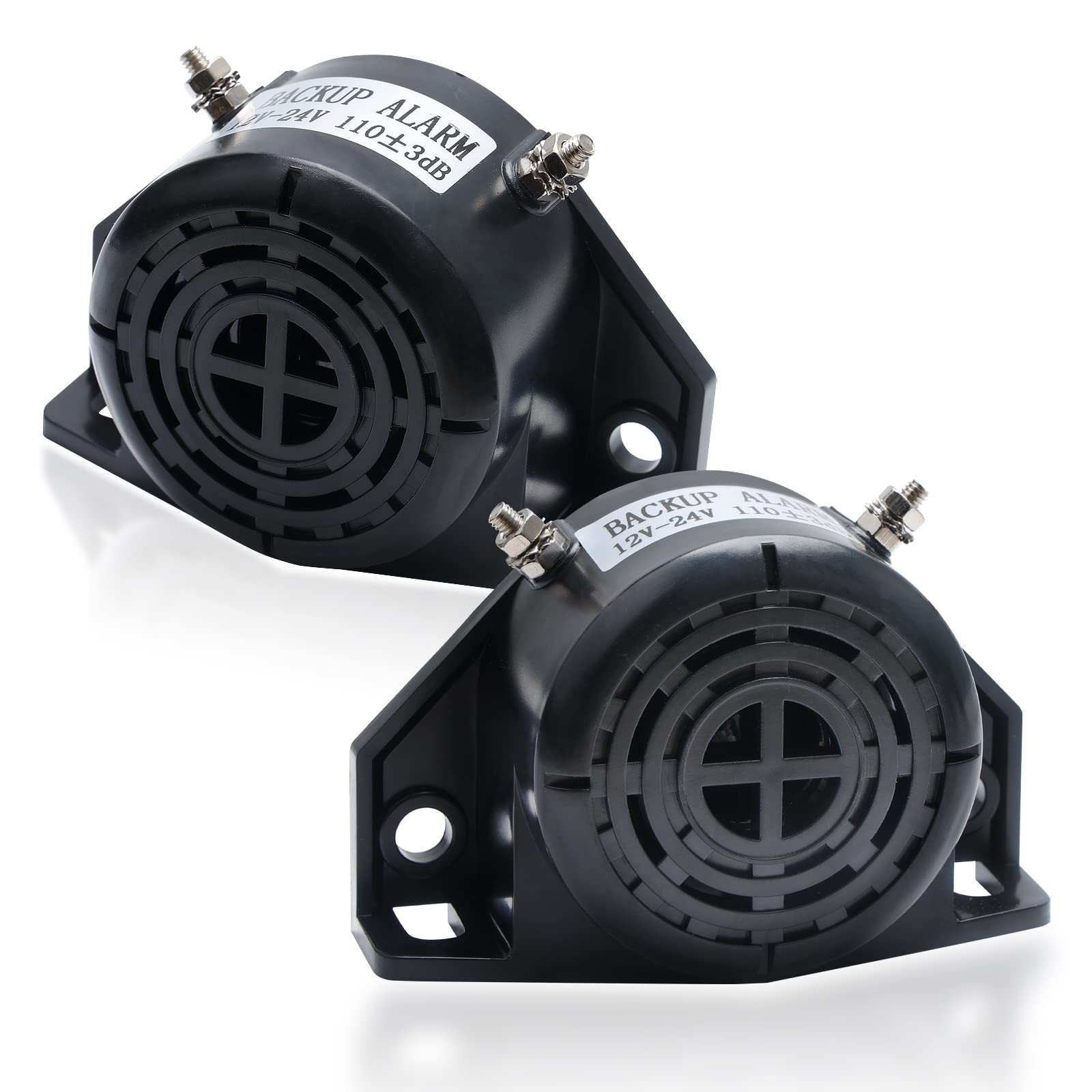 KERWINN 2PCS Backup Alarm 12V-24V 110±3DB,Waterproof Beeper 2PCS, Circular