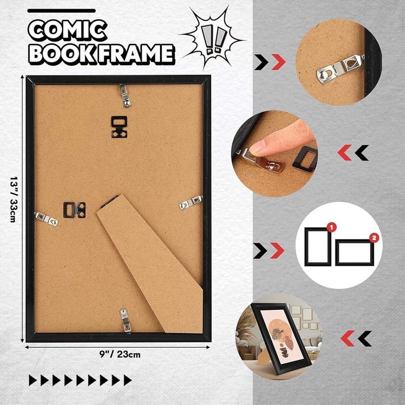 Comic Book Display Frames Set 8 Pieces Wall Mount Table Decor Holder Storage New