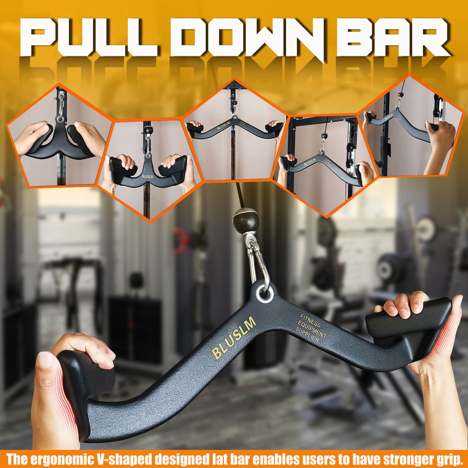 5Pcs LAT Pull Down Bar for Cable Machine Pulldown T Bar V Bar Cable Attachments