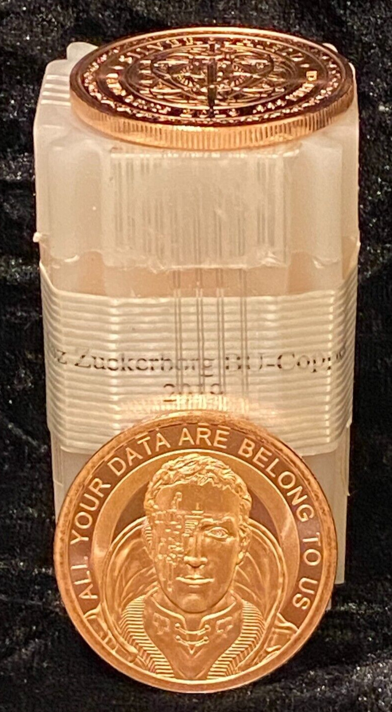 20 coin roll  ZUCKERBORG  1 oz. Copper Round  #108  Silver Shield  2019