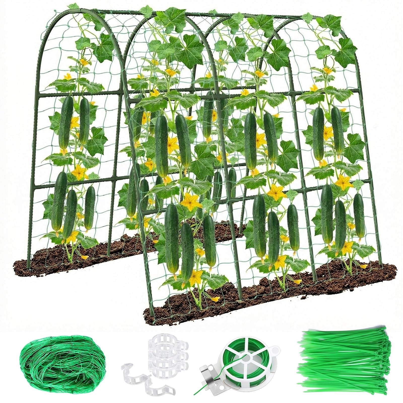 U-Shape Cucumber Trellis for Raised Bed - 47"x47"x22" Metal Garden Trellis wi...