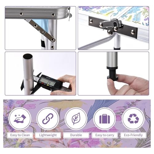 Folding Camping Table 2ft Portable Adjustable Height 3 Positions Lightweight