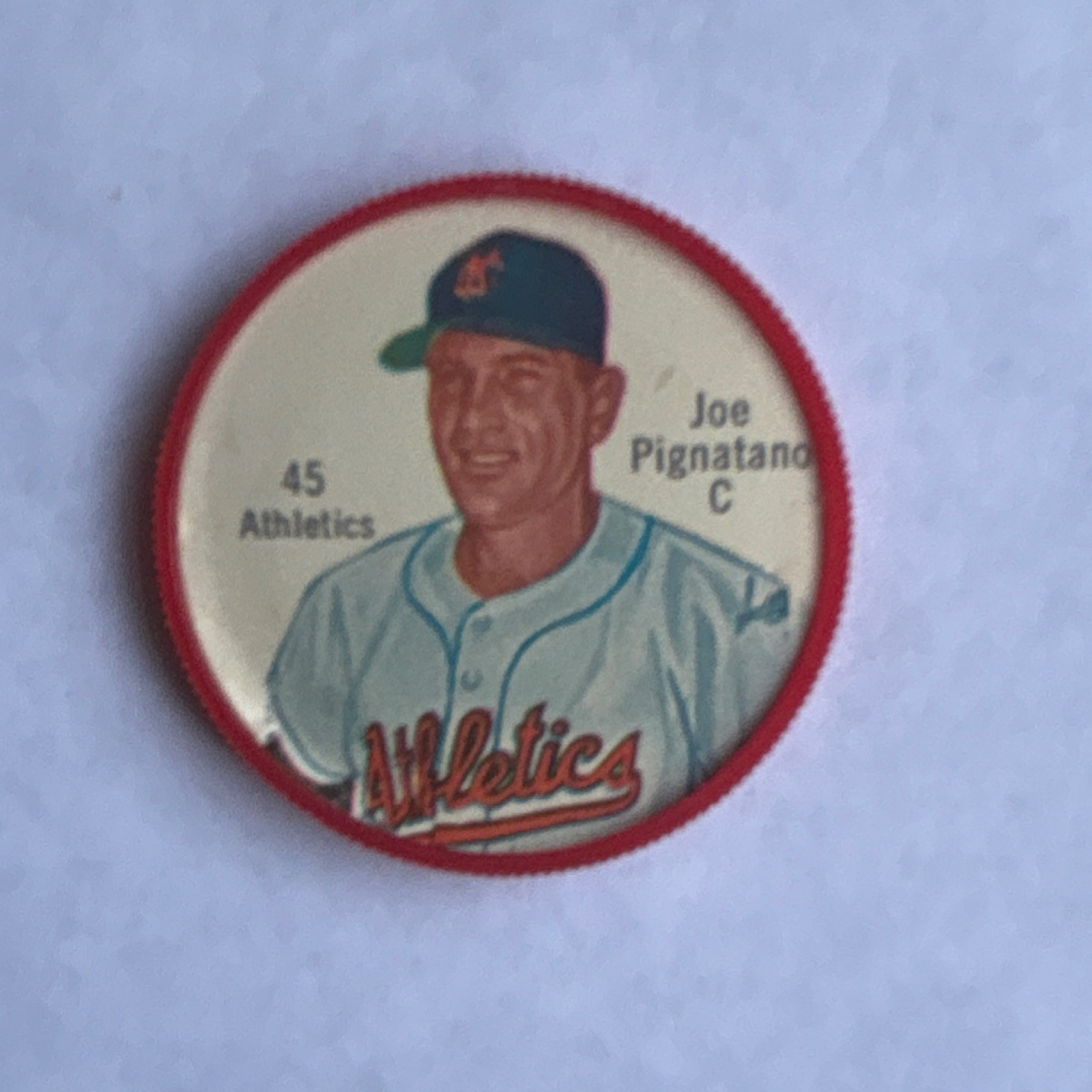 1962 Salada Plastic Baseball Coin Token Joe Pignatano Athletics #45