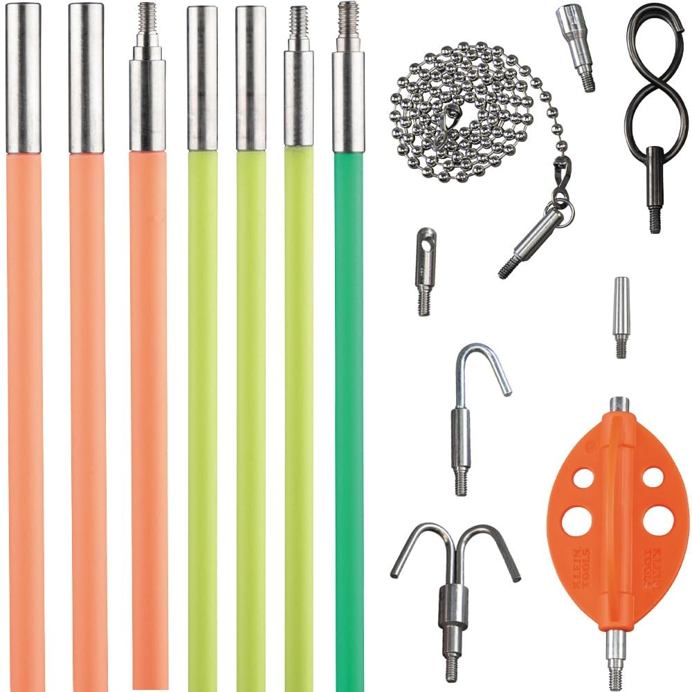 Klein Tools 50354 35-Foot Multi-Flex Glow Fish Rod Set, (4) Fiberglass Rods,...
