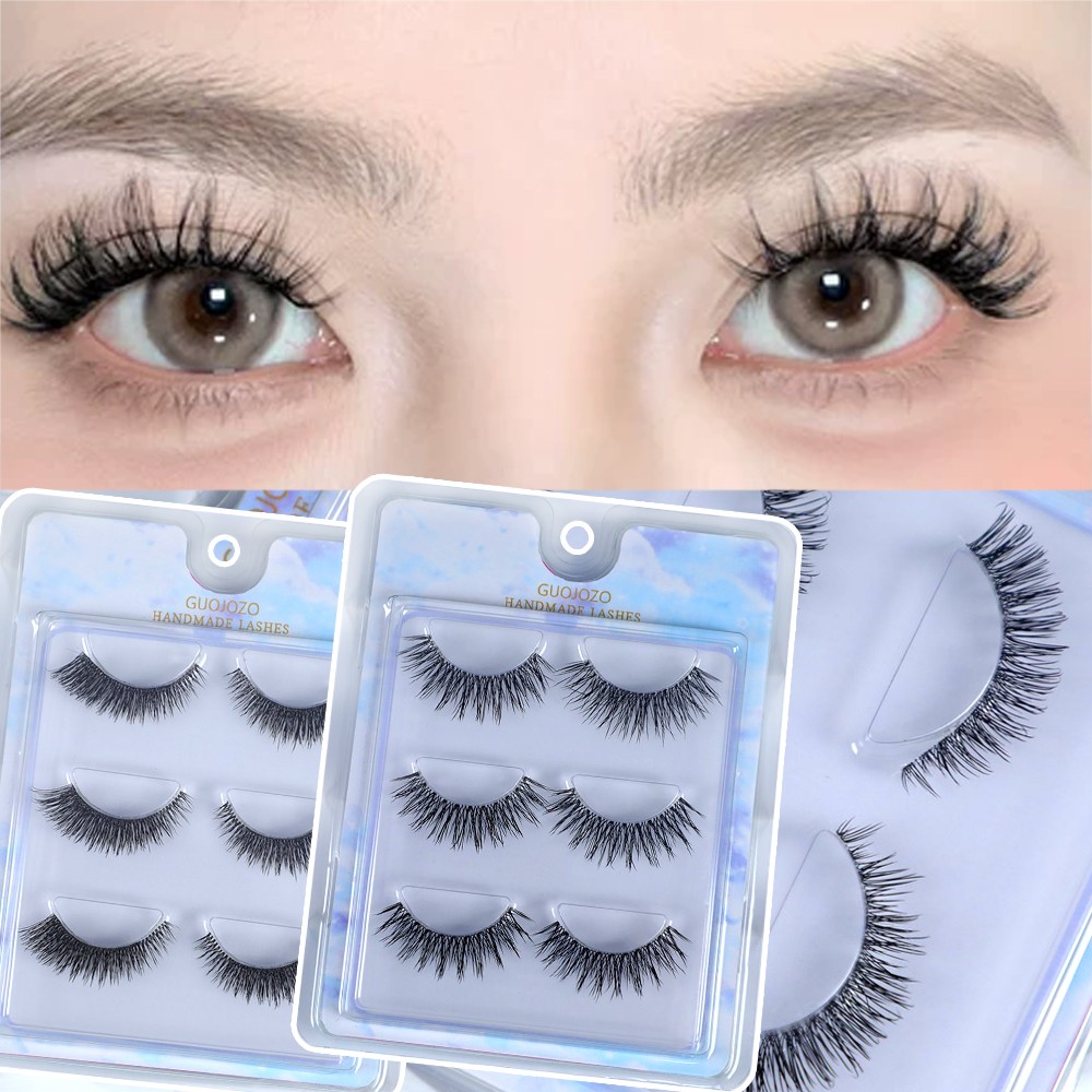 False Eyelash Set with Clear Plastic Band Natural Style 10-13mm Length