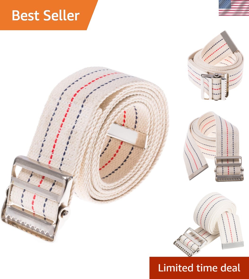 Comfortable 60-Inch Gait Belt in Beige Stripes - Ideal for Nurses and Therapists